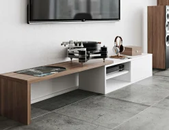 Meubles Tv>Camif Meuble TV Torre - - Placage bois véritable Blanc/Noyer