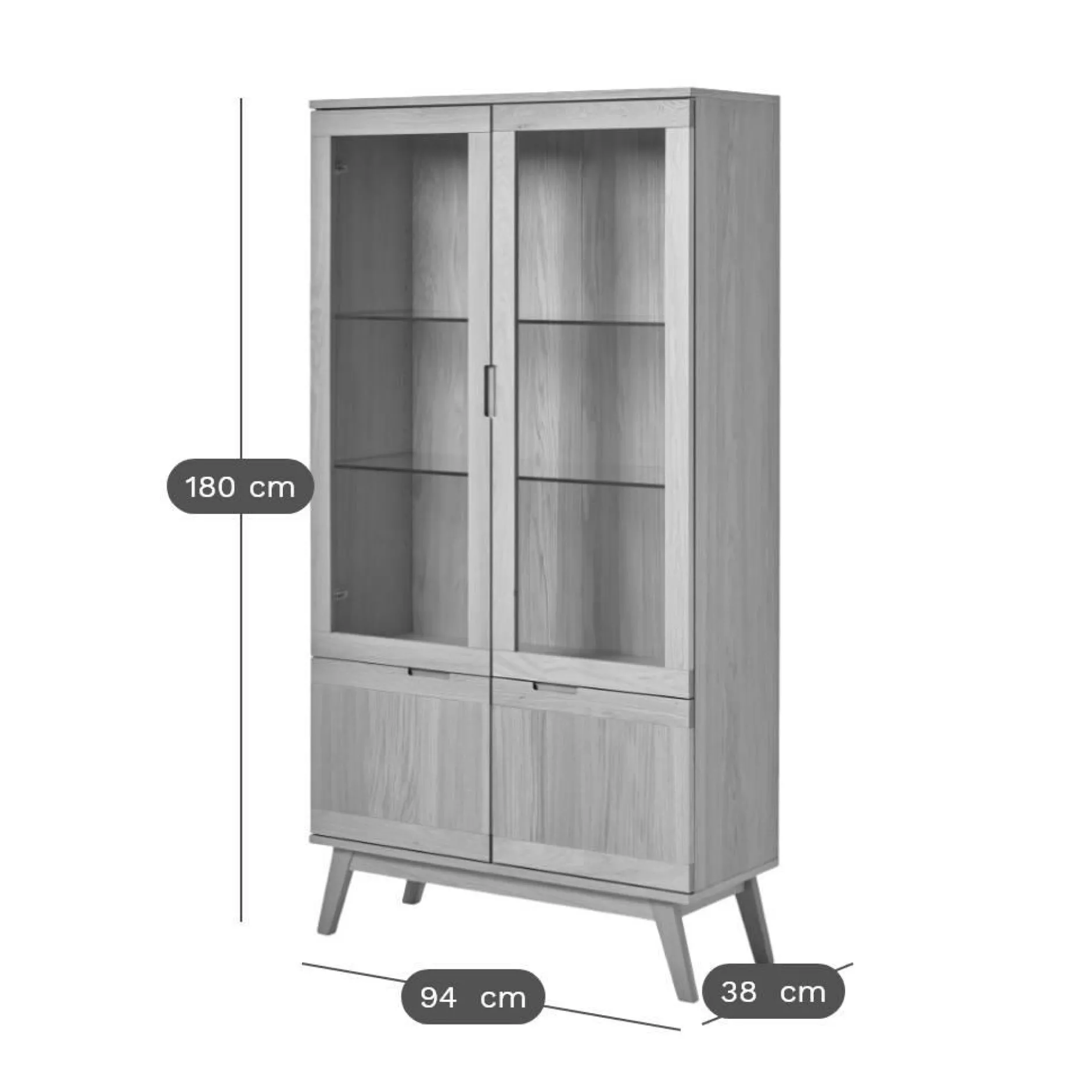 Meubles Vitrines>Camif Meuble vitrine 4 portes bois Adèle