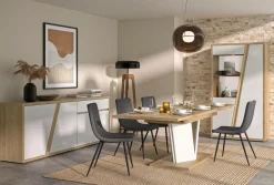 Meubles Vitrines>Camif Meuble vitrine décor bois et blanc 2 portes Gustave