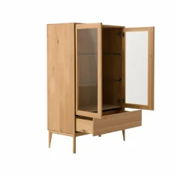 Meubles Vitrines></noscript>Camif Meuble vitrine led chêne massif 2 portes 1 tiroir Charles