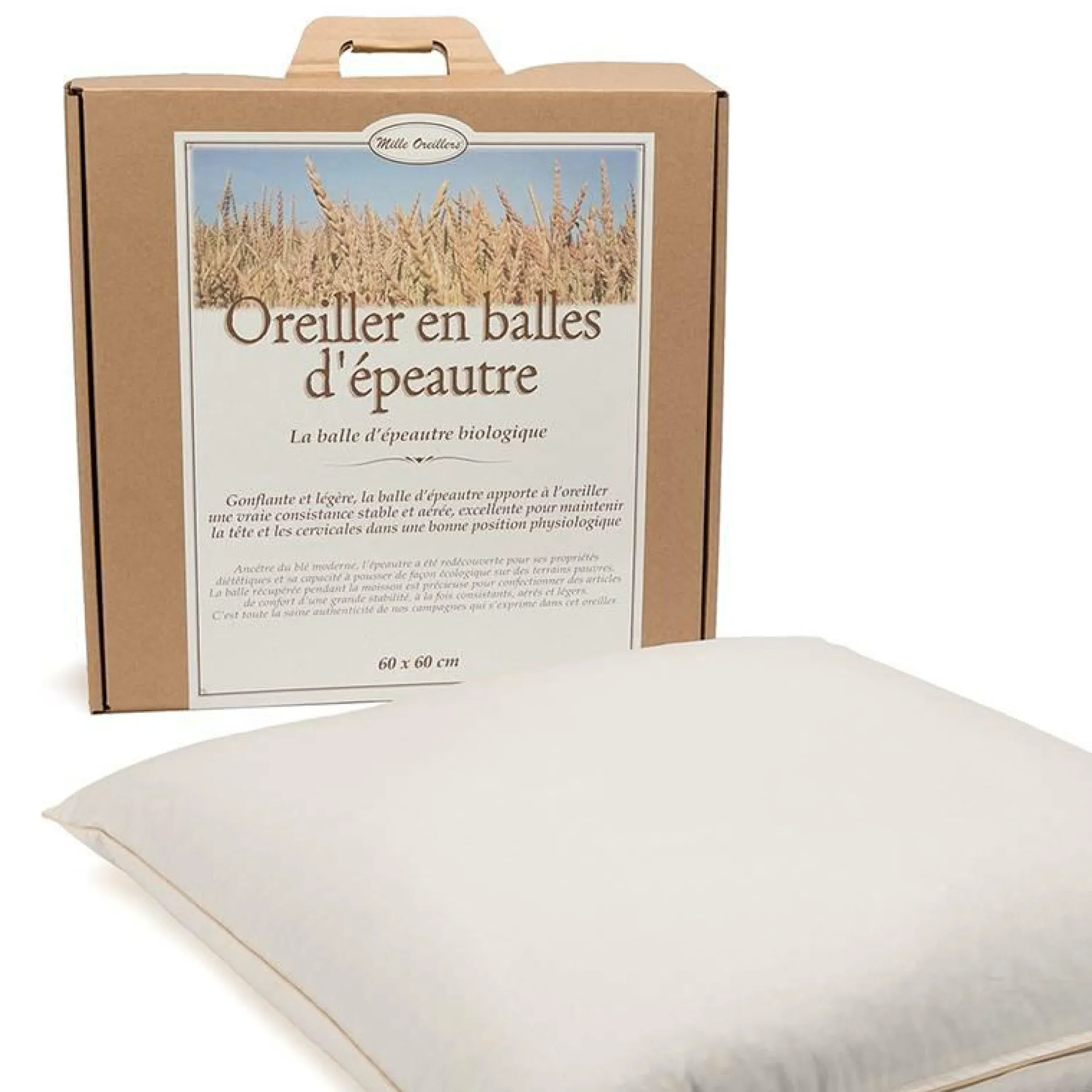Oreillers|Oreillers>Camif MILLE OREILLERS Oreiller ferme d'épeautre biologique - 60 x 60 cm