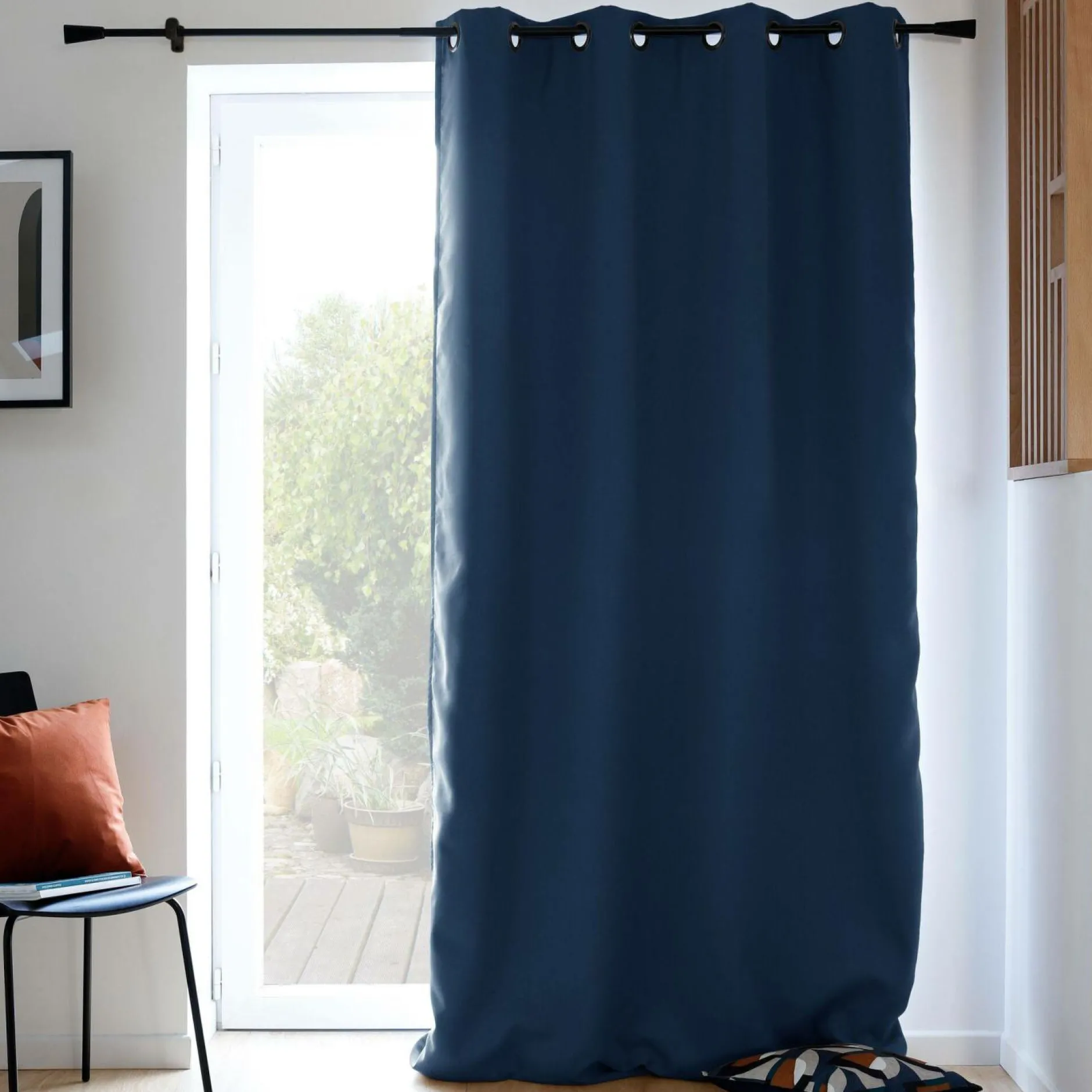 Rideaux Et Voilage|Rideaux Et Voilage>Camif MOONDREAM Rideau 3 en 1 phonique thermique occultant Marius - Bleu Ardoise