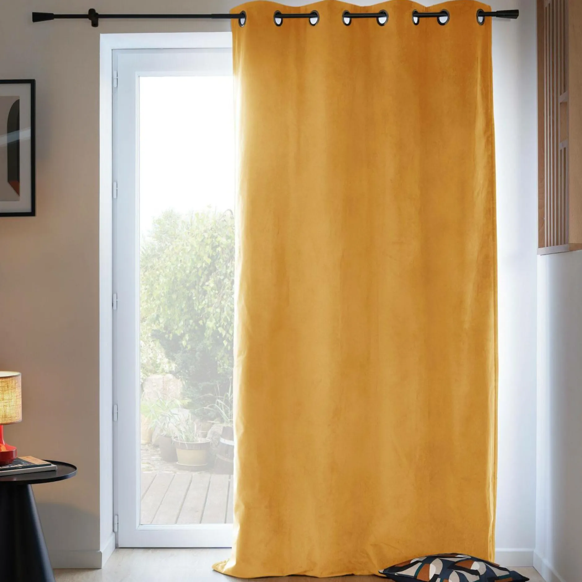 Rideaux Et Voilage|Rideaux Et Voilage>Camif MOONDREAM Rideau velours 3 en 1 phonique thermique occultant Marilou - Ocre