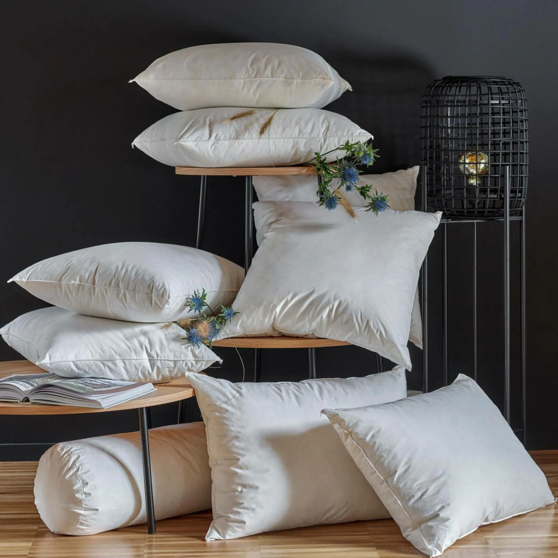 Oreillers|Oreillers>Camif Oreiller ferme en duvet et percale biologique Cléo - Ferme - 60 x 60 cm