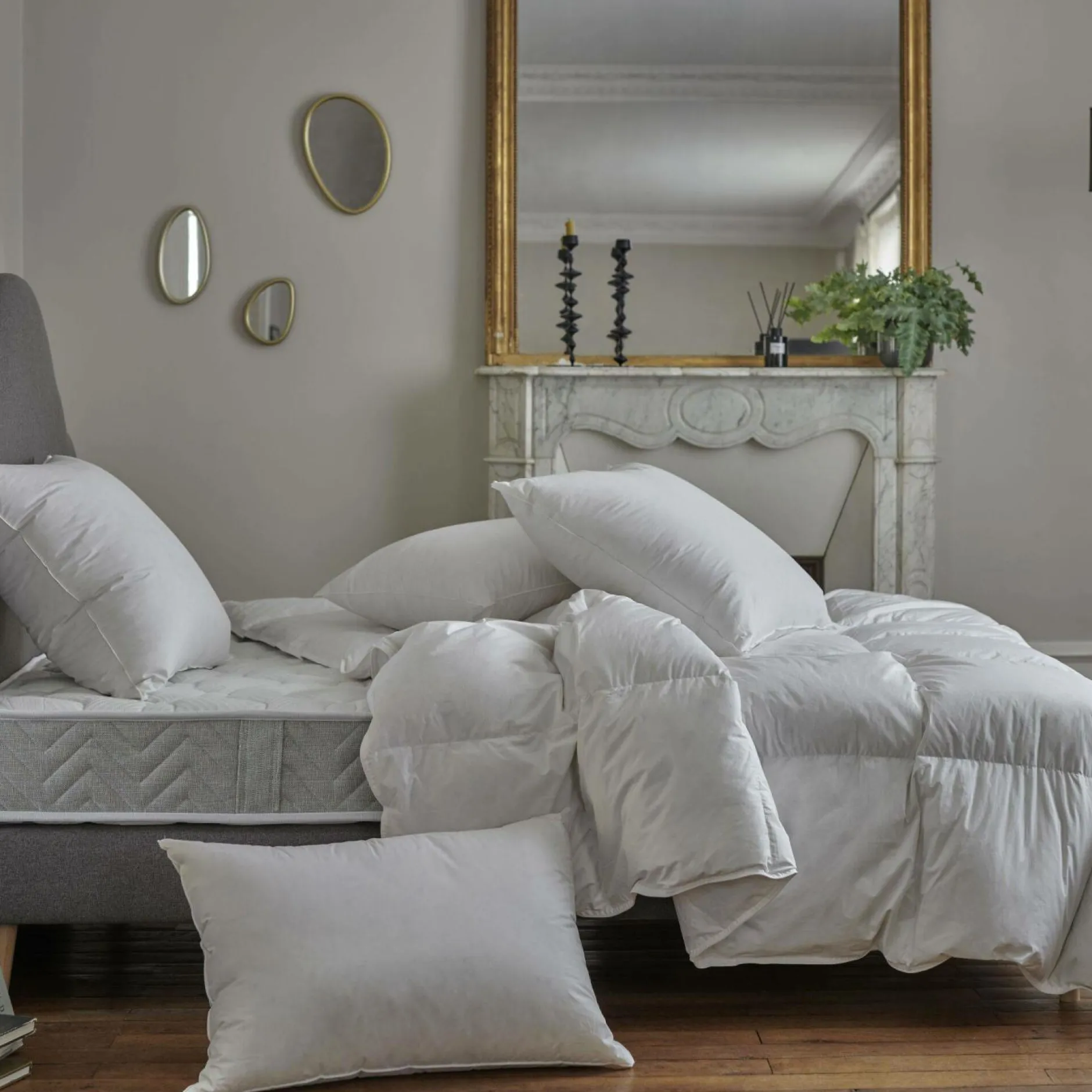 Oreillers|Oreillers>Camif Oreiller moelleux en duvet et percale biologique Carla - Moelleux - 50 x 70 cm