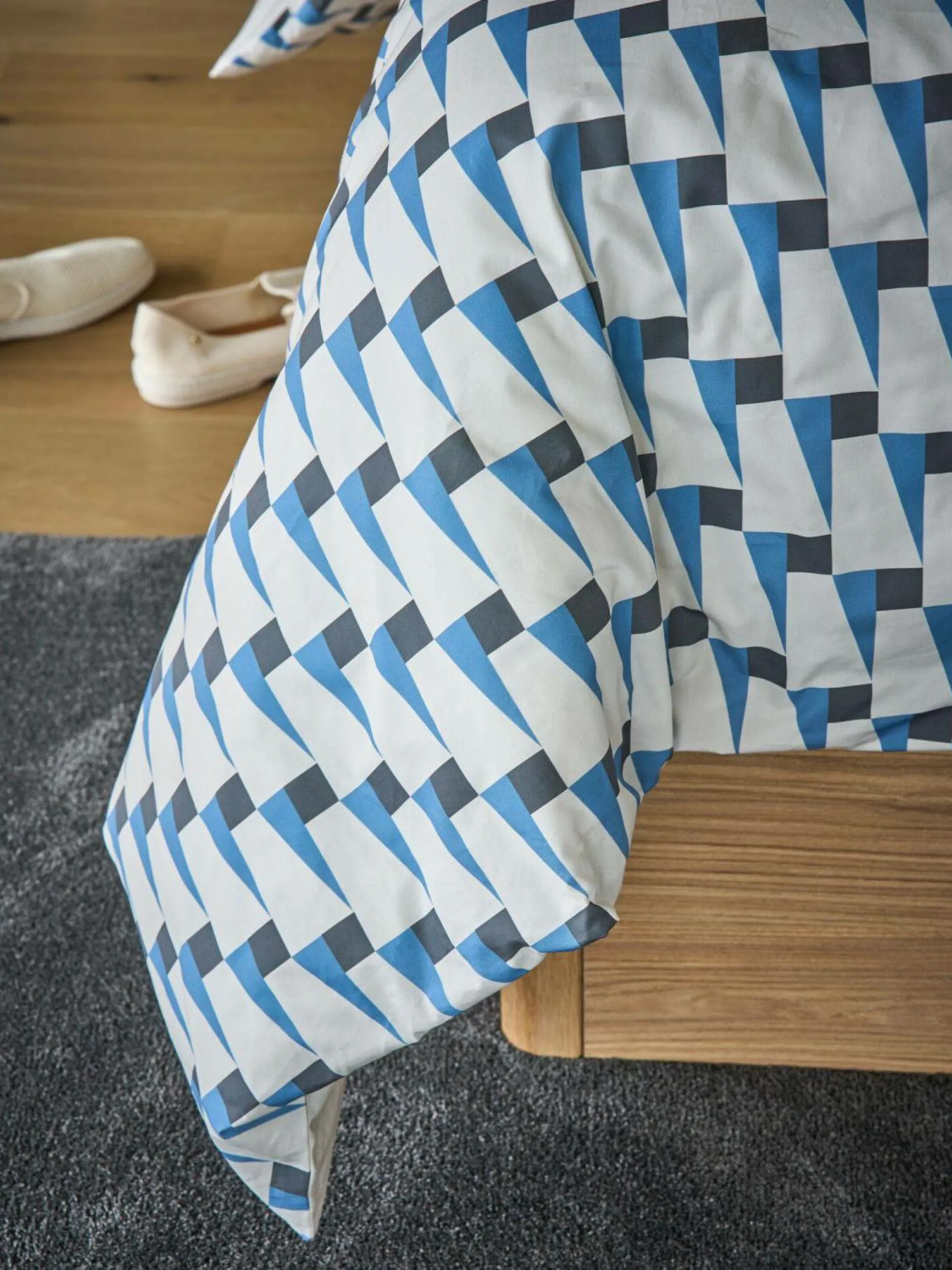 Housses De Couette|Parures De Lit>Camif Parure de lit coton bio Nautique Urbain - - 260 x 240 cm Bleu Gris