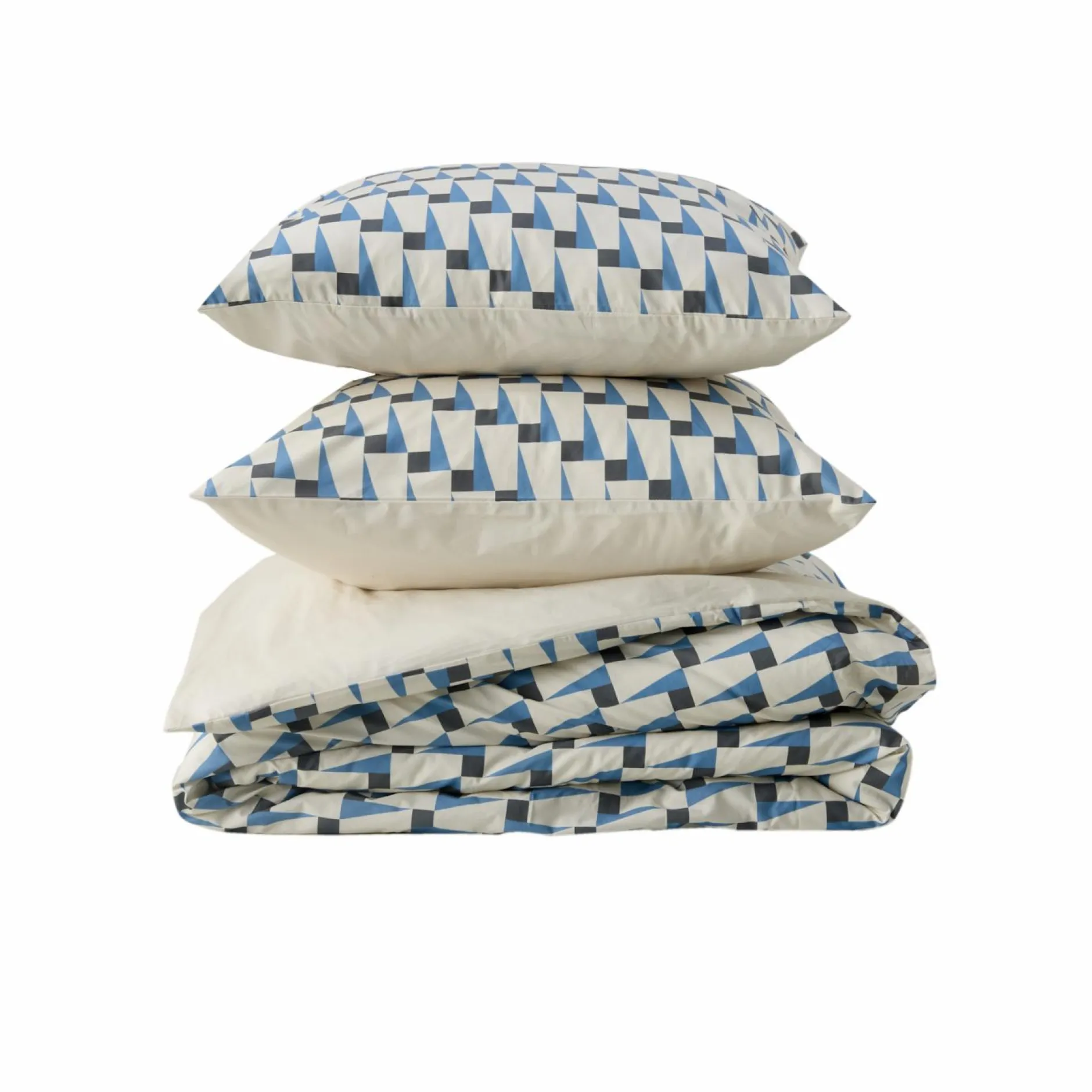 Housses De Couette|Parures De Lit>Camif Parure de lit coton bio Nautique Urbain - - 260 x 240 cm Bleu Gris