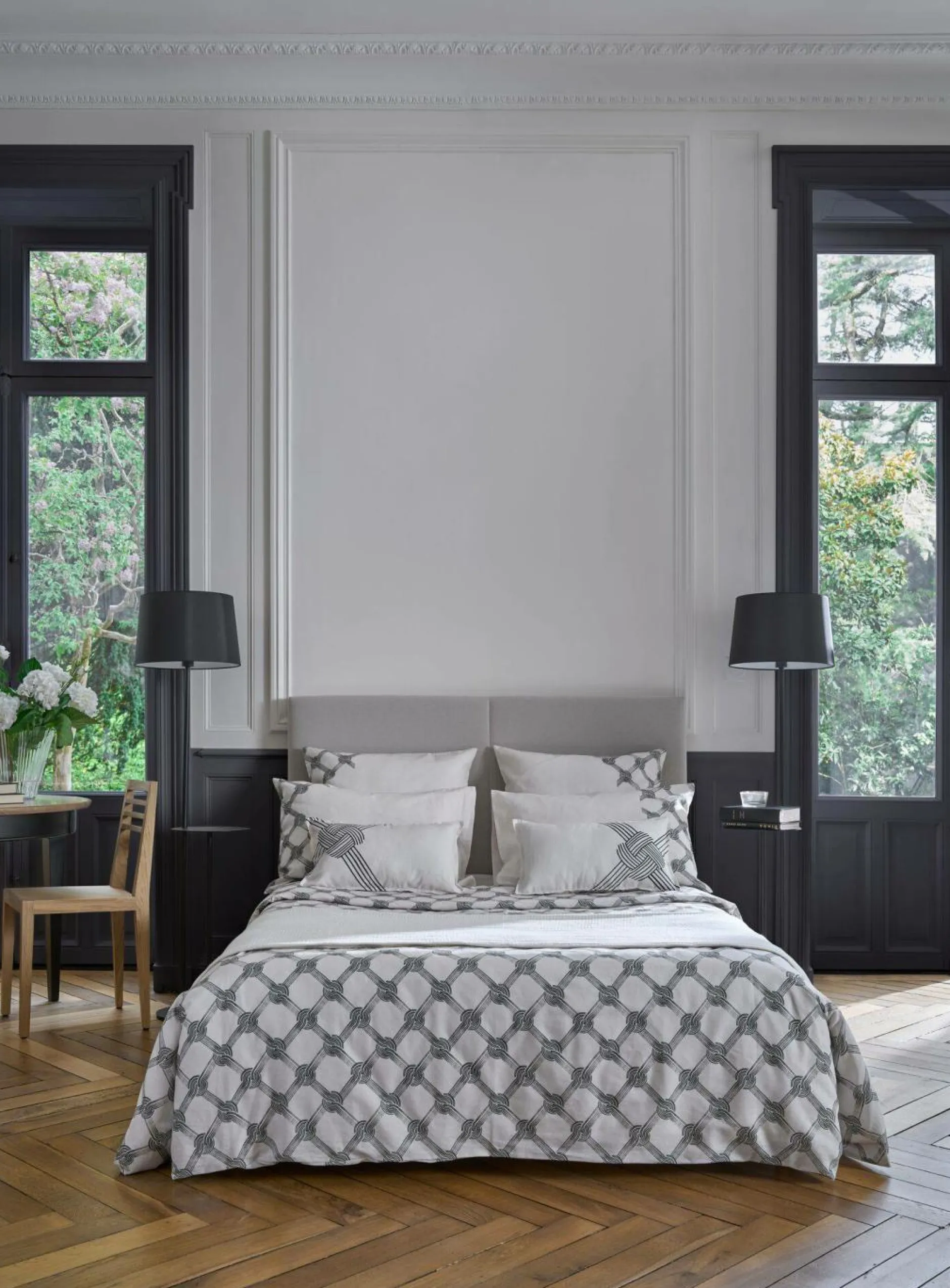 Housses De Couette|Parures De Lit>Camif Parure de lit coton lin Grand hôtel - - 240 x 220 cm Galuchat/Carbone