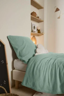 Parures De Lit Enfant>Camif Parure de lit enfant gaze de coton bio Lou - - 140 x 200 cm Vert d'eau