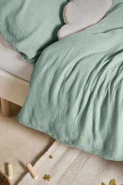 Parures De Lit Enfant></noscript>Camif Parure de lit enfant gaze de coton bio Lou - - 140 x 200 cm Vert d'eau