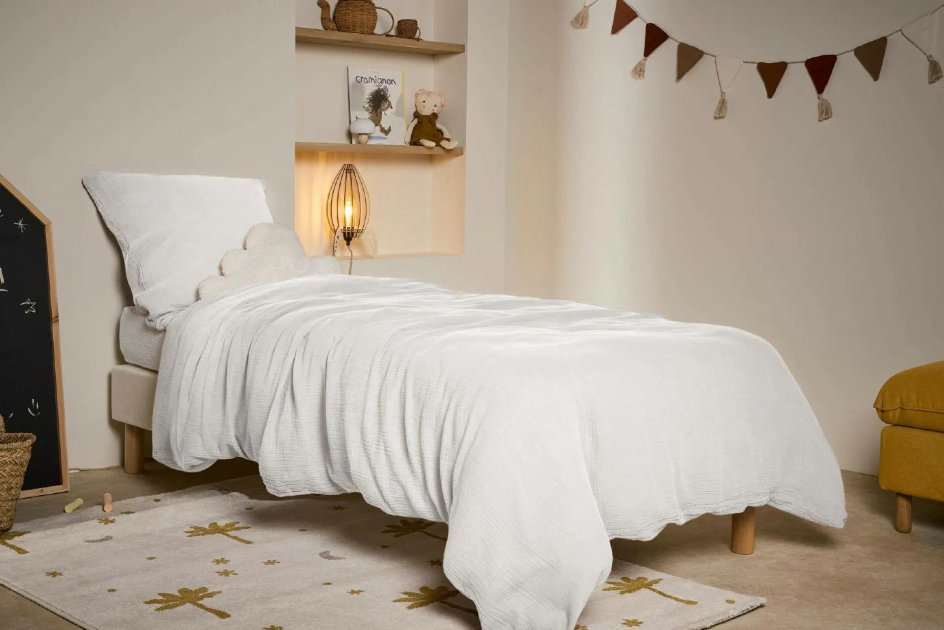 Parures De Lit Enfant>Camif Parure de lit enfant gaze de coton bio Lou - - 140 x 200 cm Blanc