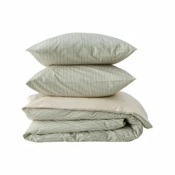 Housses De Couette|Parures De Lit>Camif Parure de lit percale Aulne - - 240 x 220 cm Rayures Vertes
