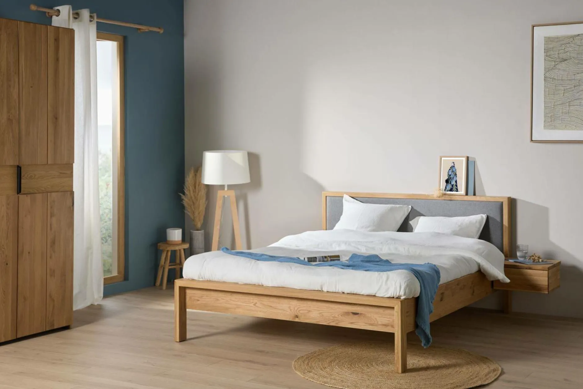 Plaids|Plaids>Camif Plaid coton à franges Emilien - - 130 x 170 cm Bleu Gris