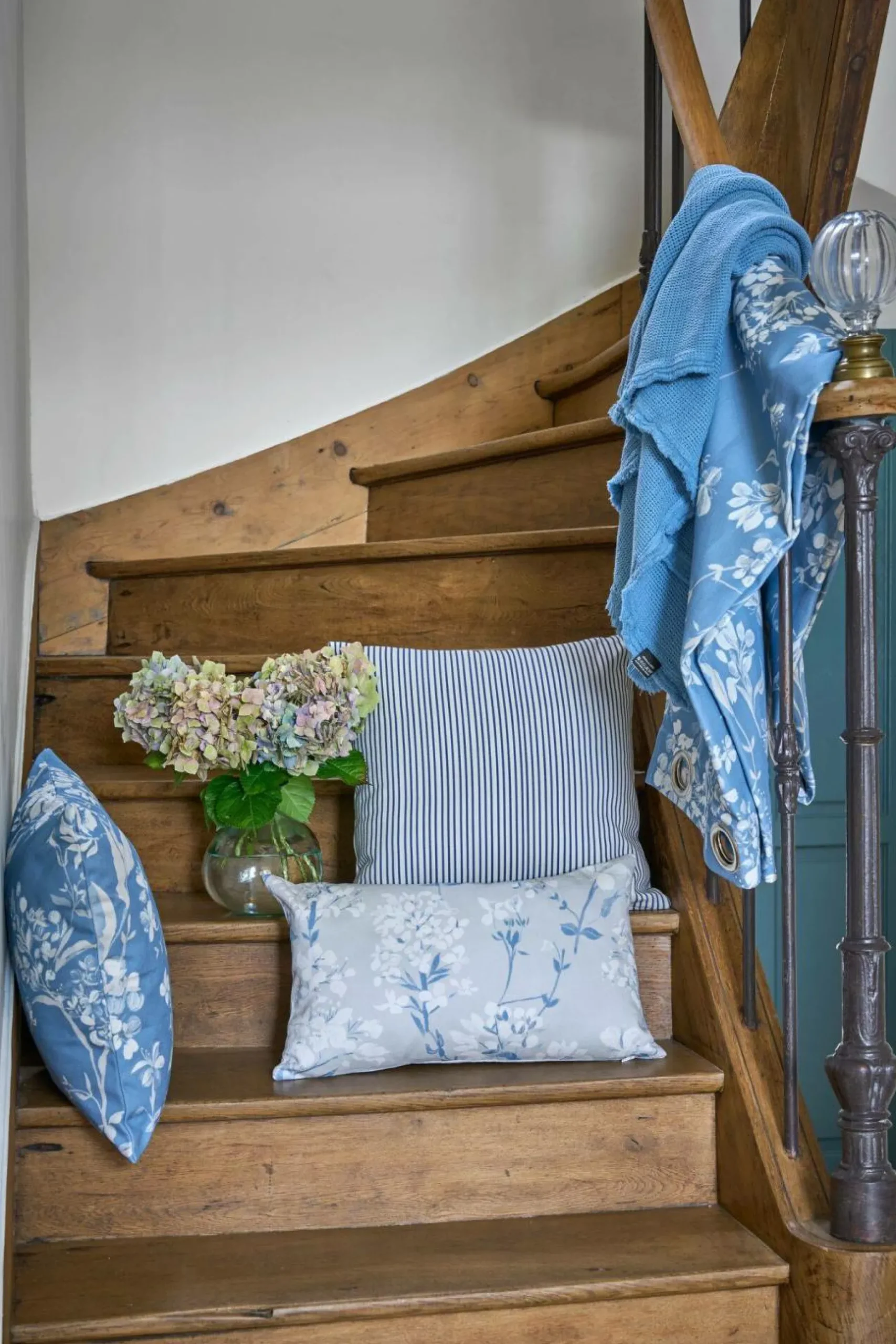 Plaids|Plaids>Camif Plaid coton à franges Emilien - - 130 x 170 cm Bleu Gris