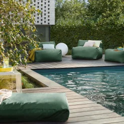 Poufs, Poires Et Coussins De Sol|Poufs, Poires Et Coussins De Sol>Camif Pouf Bain de soleil Recyclé Heva - Vert Fougère