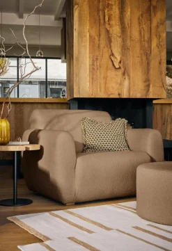 Repose-Pieds>Camif Pouf bouclette 40 cm Ome - Beige