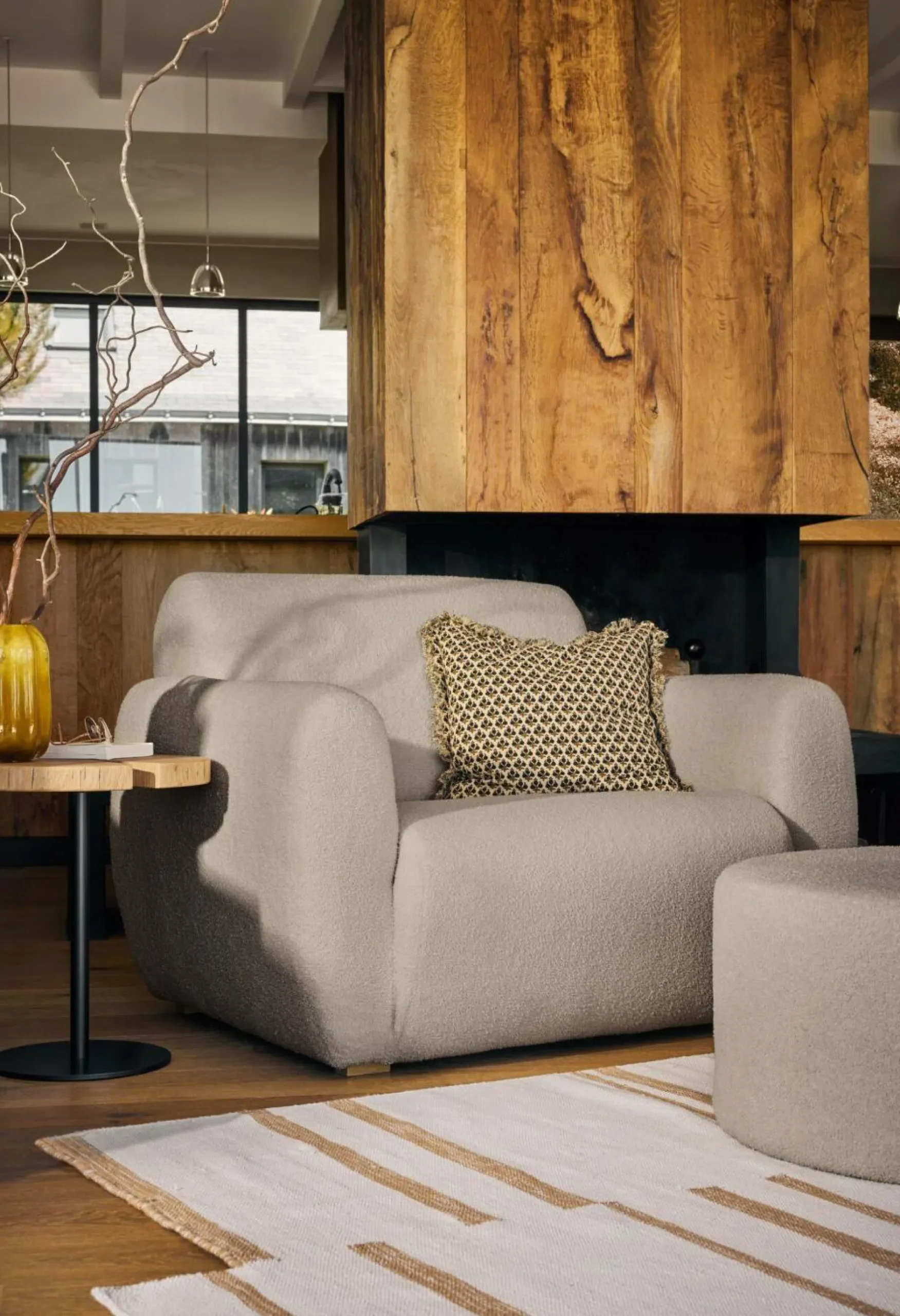 Repose-Pieds>Camif Pouf bouclette 70 cm Ome - Lin