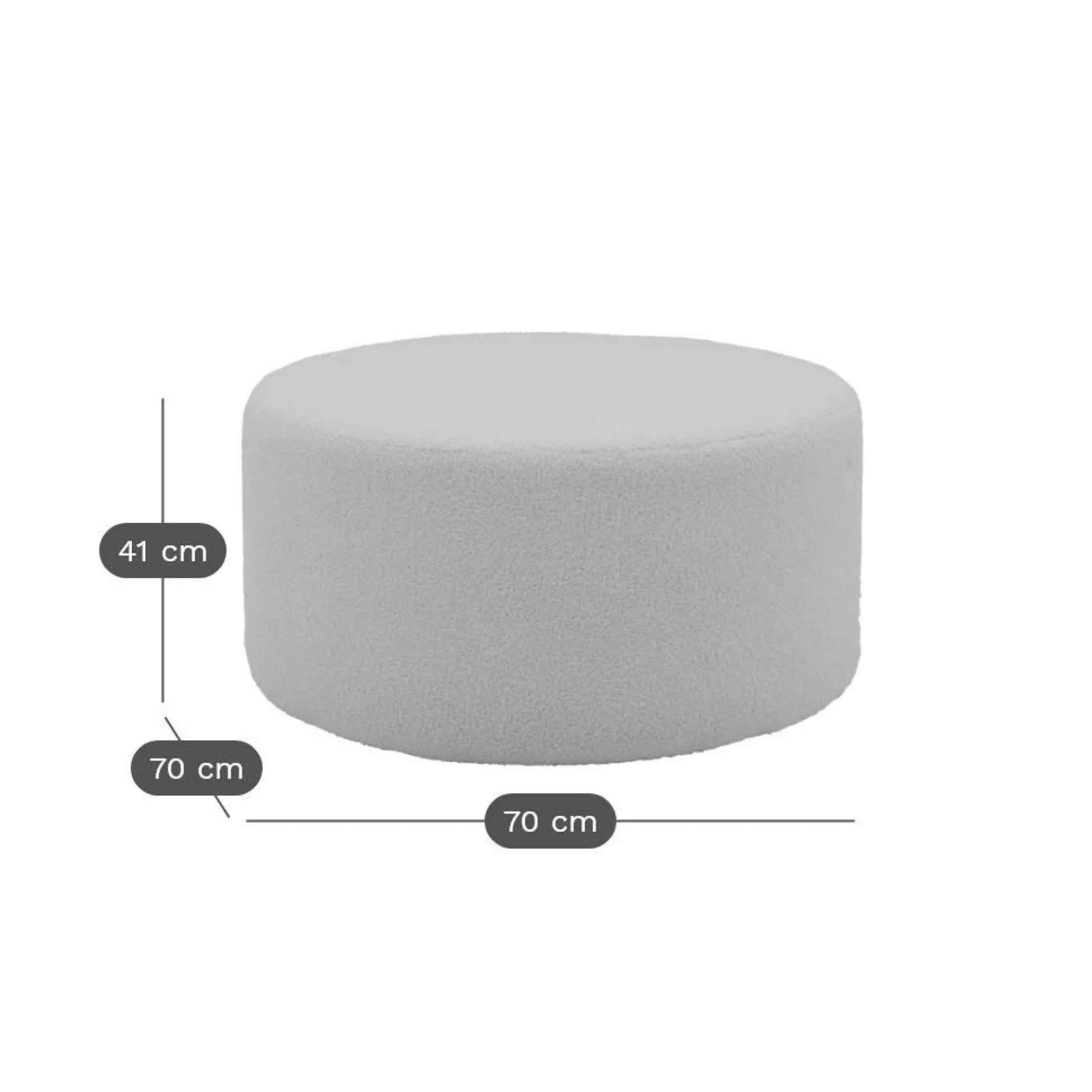 Repose-Pieds>Camif Pouf bouclette 70 cm Ome - Lin