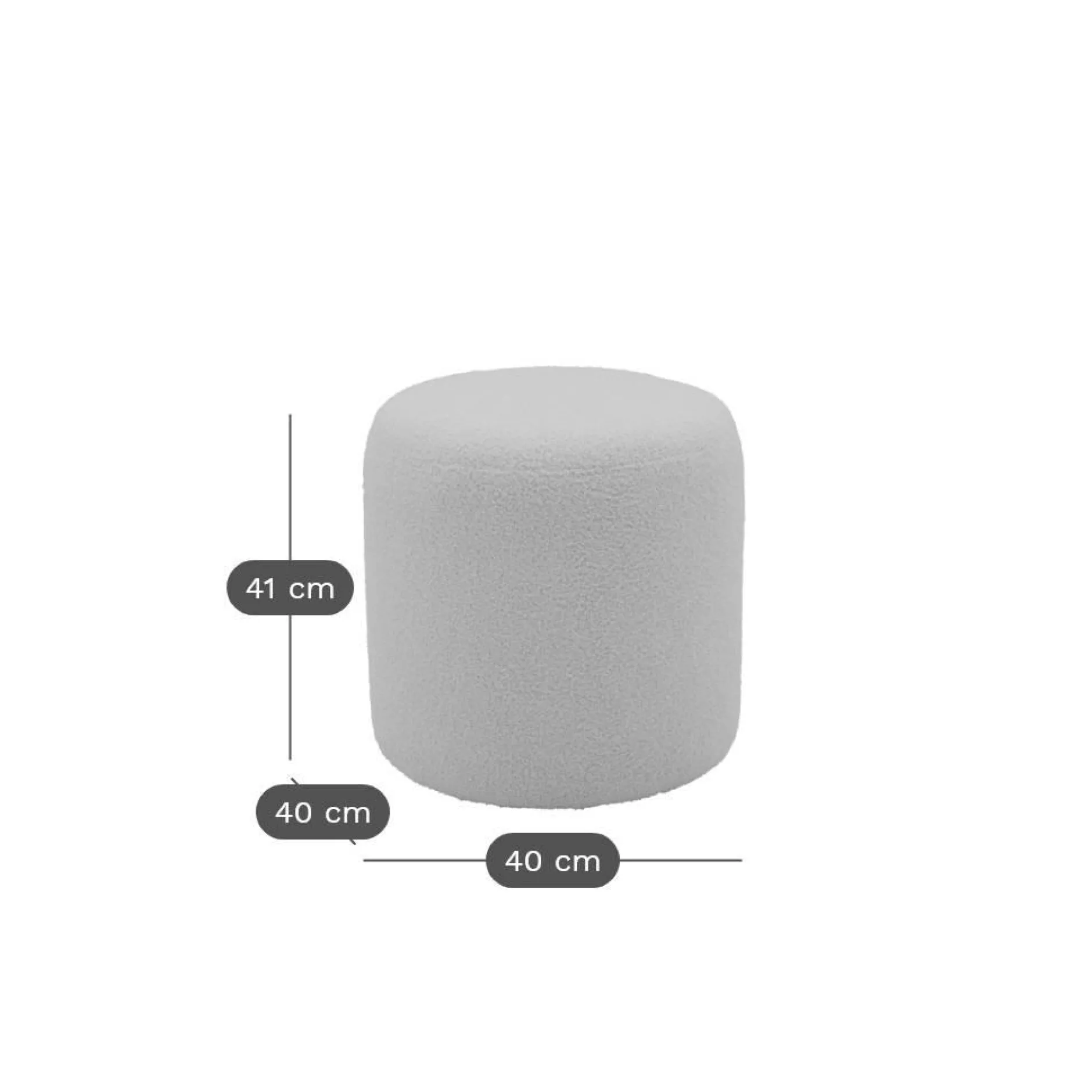 Repose-Pieds>Camif Pouf bouclette 40 cm Ome - Vert Kaki