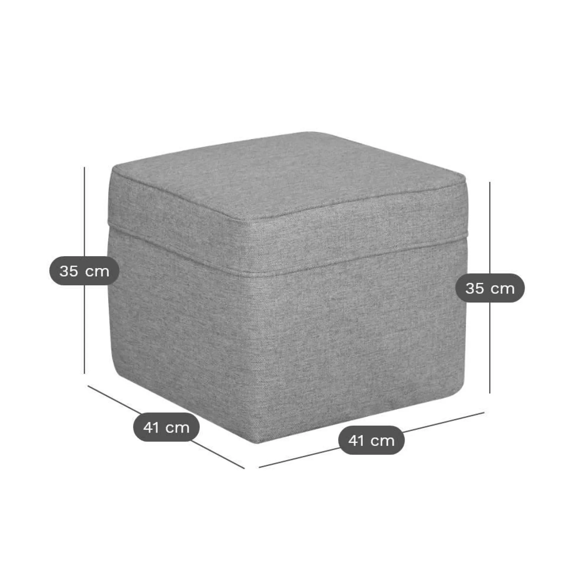 Repose-Pieds>Camif Pouf carré tissu Ondine - Anthracite