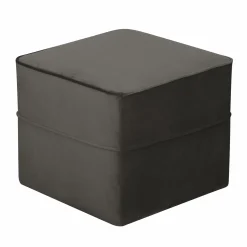 Repose-Pieds>Camif Pouf carré velours Oscar - Gris Clair