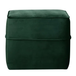 Repose-Pieds>Camif Pouf carré velours Oscar - Vert Emeraude