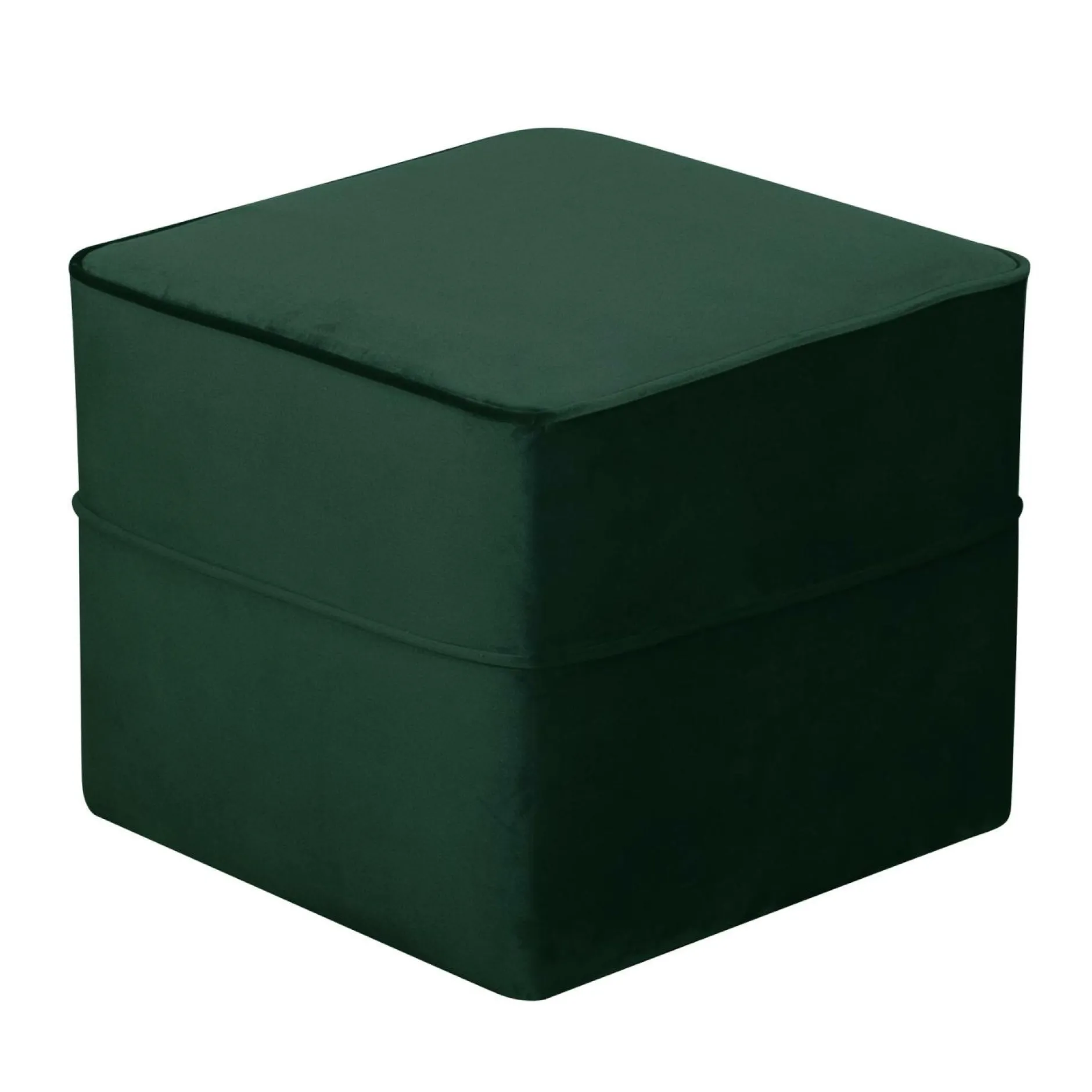Repose-Pieds>Camif Pouf carré velours Oscar - Vert Emeraude