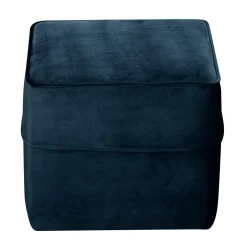 Repose-Pieds>Camif Pouf carré velours Oscar - Bleu