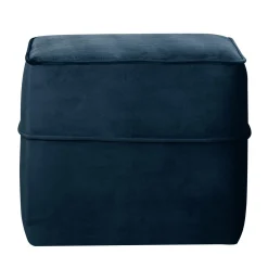 Repose-Pieds>Camif Pouf carré velours Oscar - Bleu