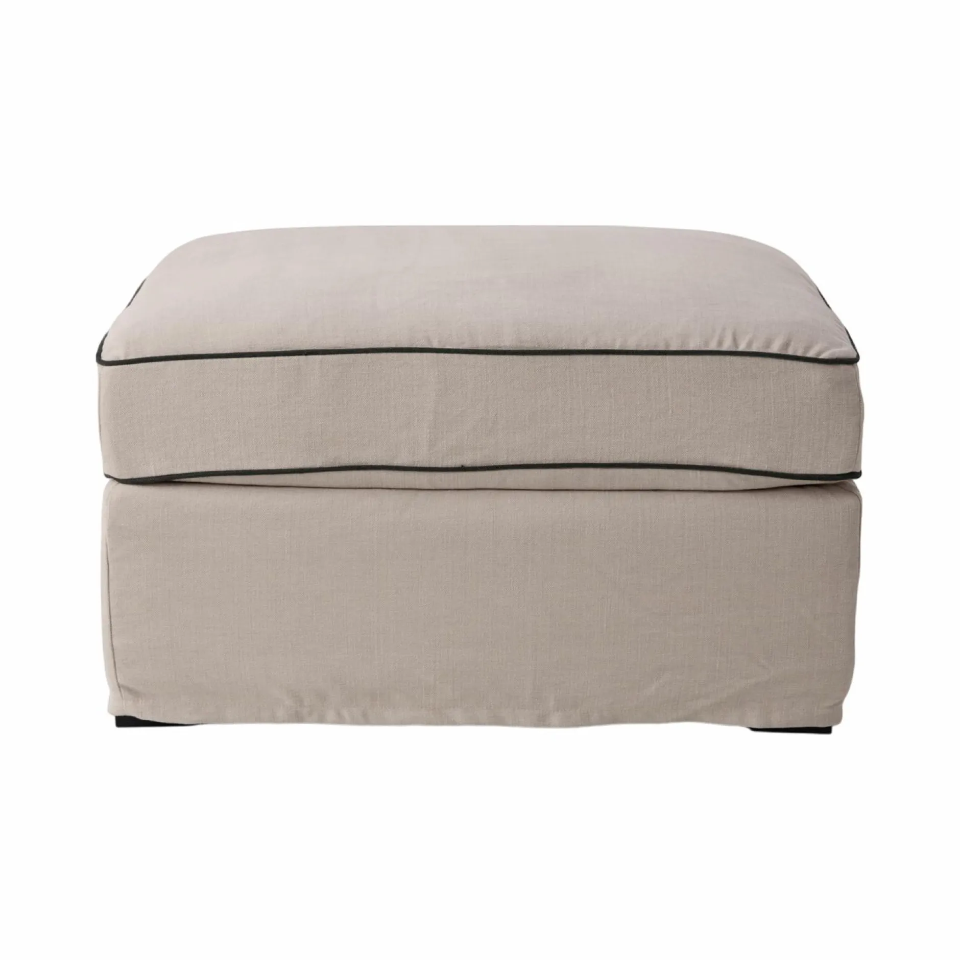 Repose-Pieds>Camif Pouf coton/lin déhoussable Margot - Beige/Anthracite