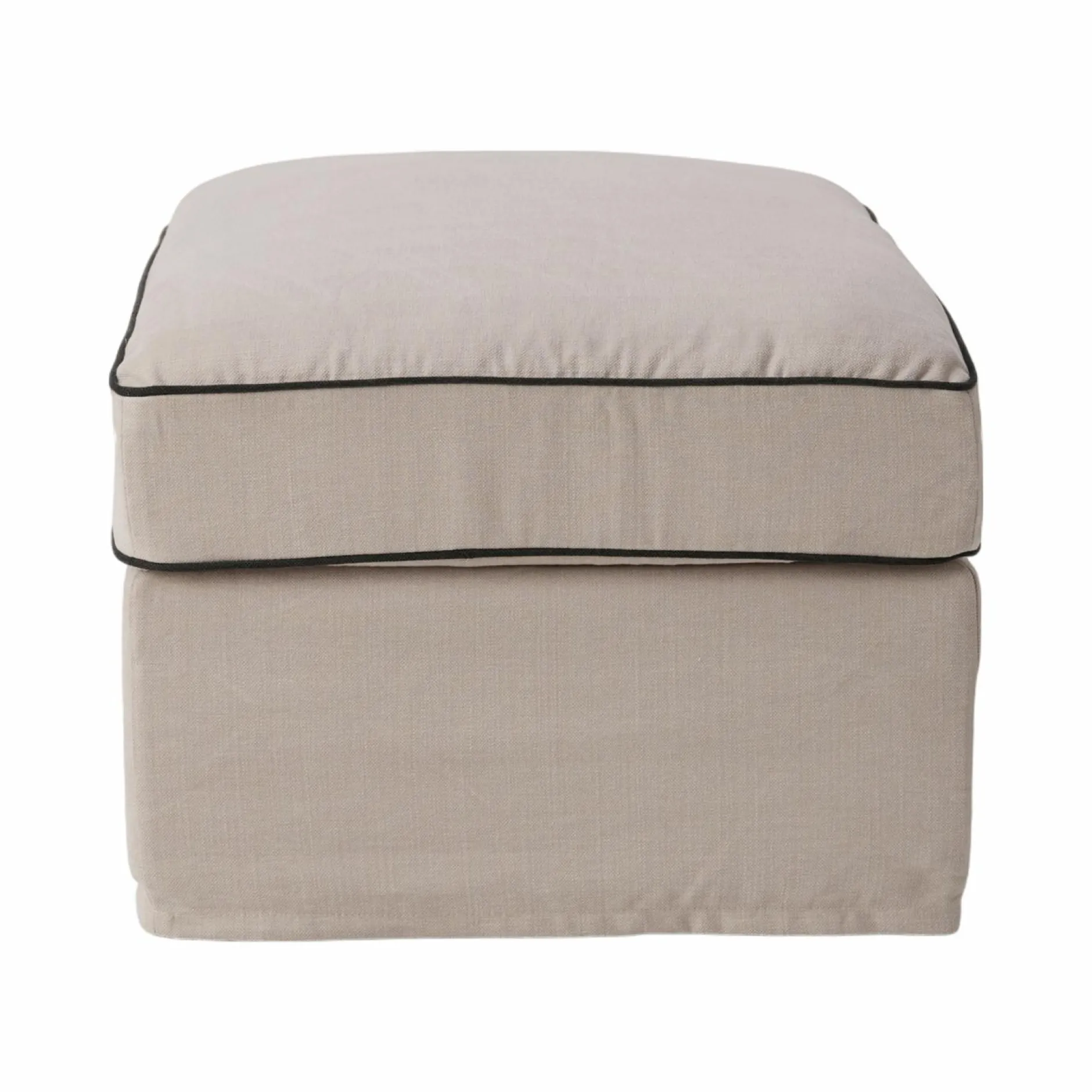 Repose-Pieds>Camif Pouf coton/lin déhoussable Margot - Beige/Anthracite
