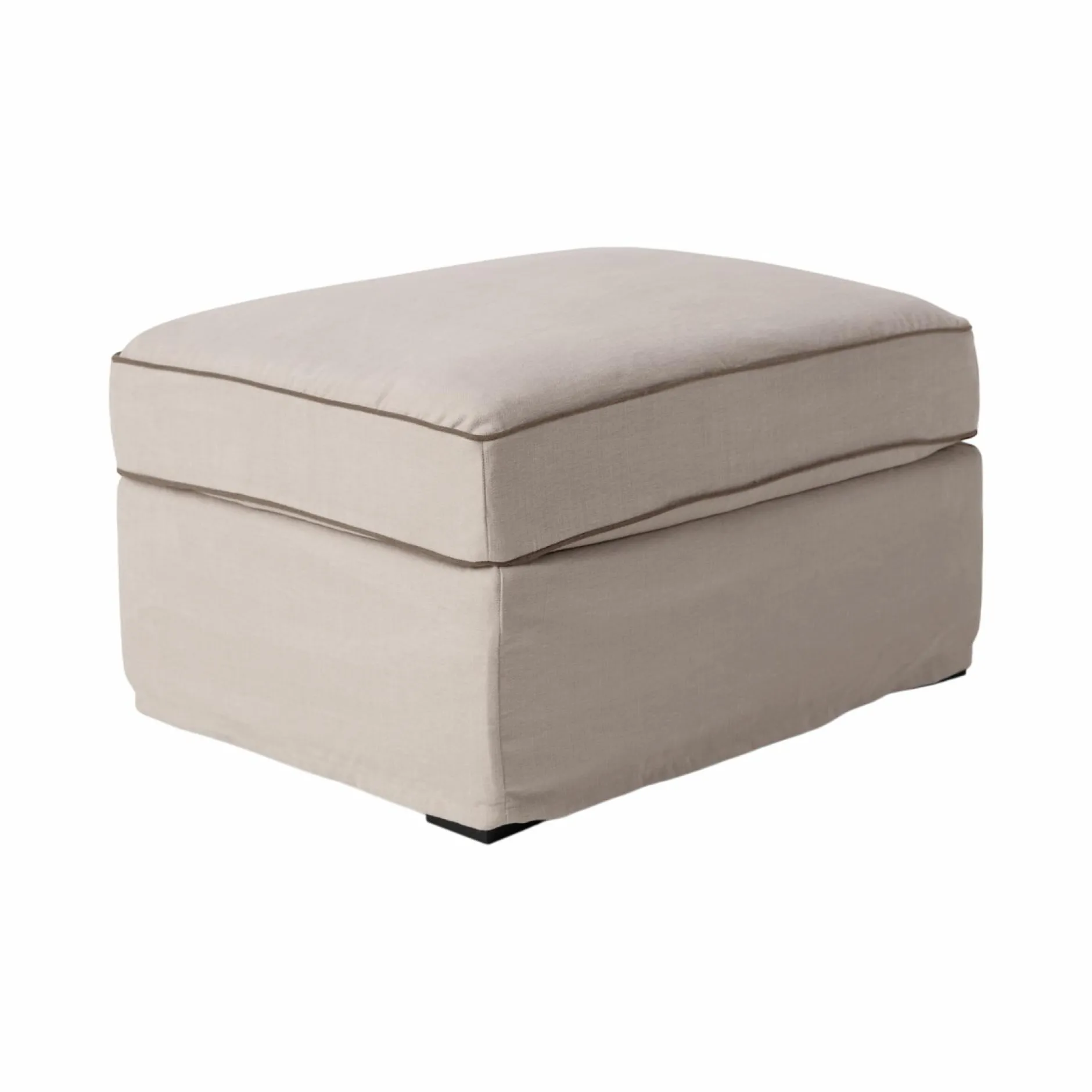 Repose-Pieds>Camif Pouf coton/lin déhoussable Margot - Beige/Taupe
