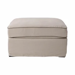Repose-Pieds>Camif Pouf coton/lin déhoussable Margot - Beige/Taupe