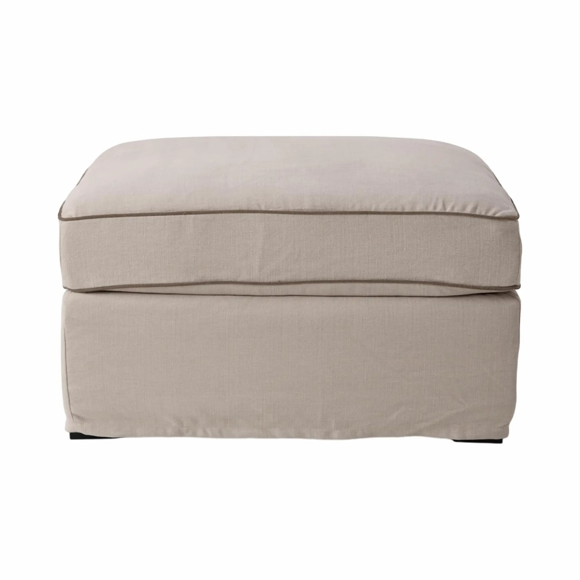 Repose-Pieds>Camif Pouf coton/lin déhoussable Margot - Beige/Taupe