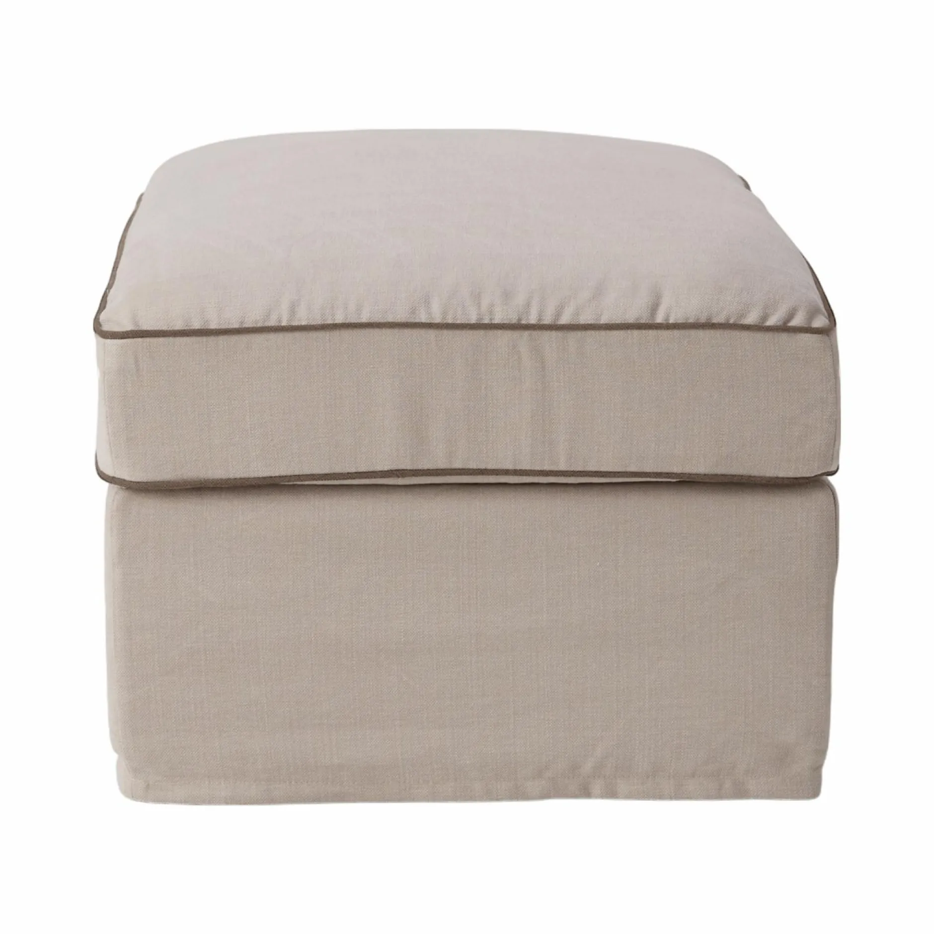 Repose-Pieds>Camif Pouf coton/lin déhoussable Margot - Beige/Taupe
