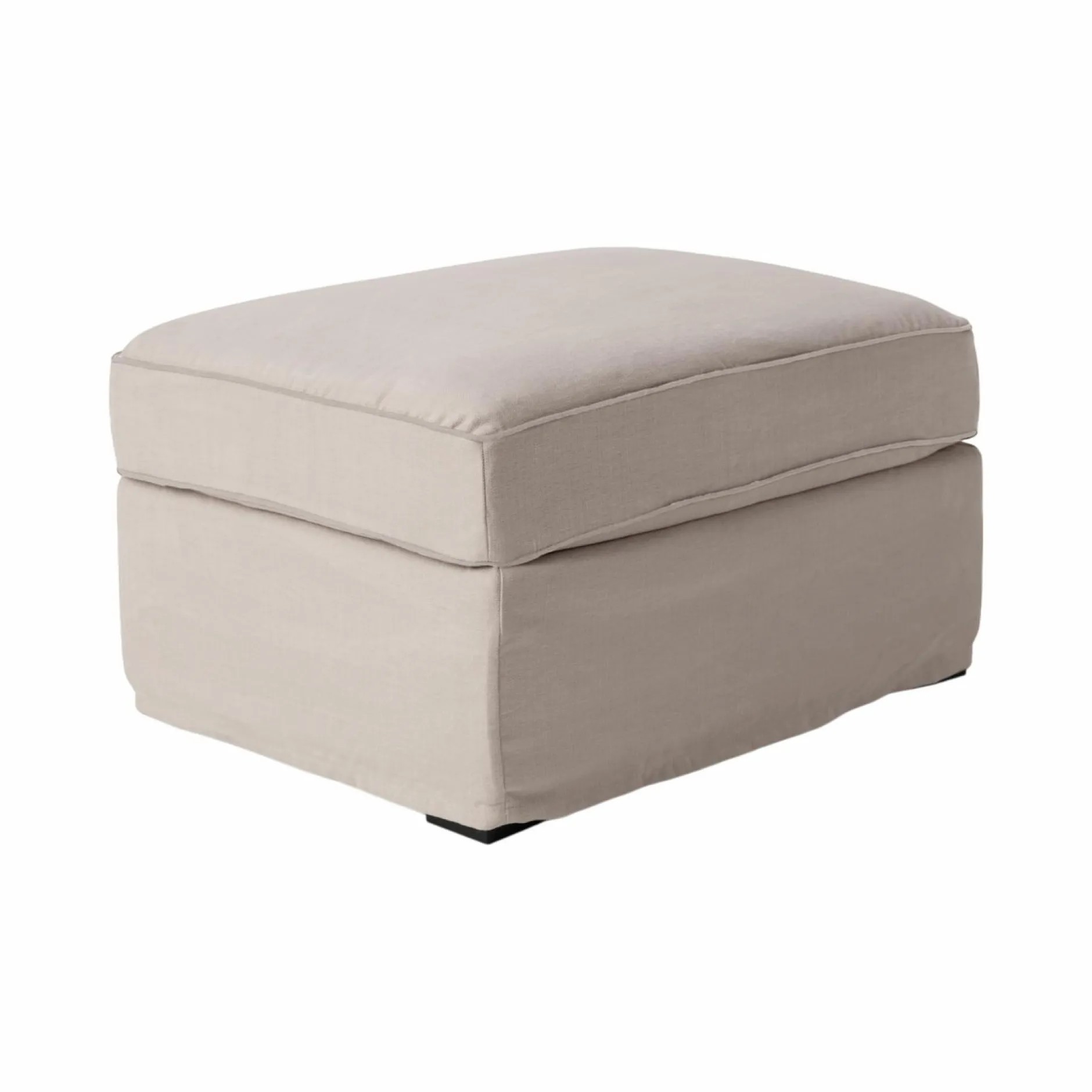 Repose-Pieds>Camif Pouf coton/lin déhoussable Margot - Beige/Beige