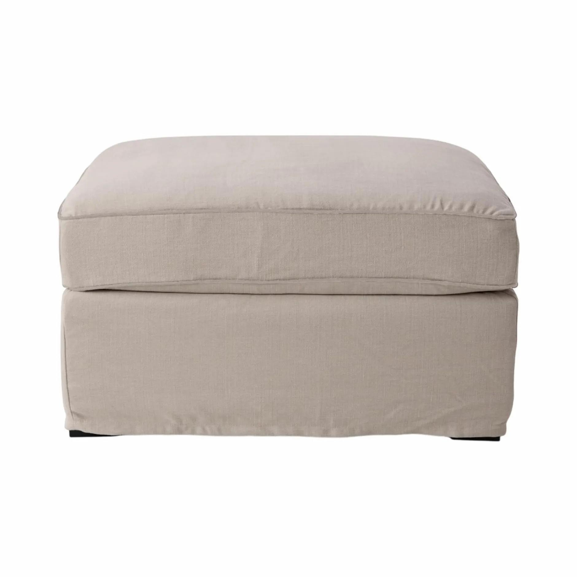 Repose-Pieds>Camif Pouf coton/lin déhoussable Margot - Beige/Beige