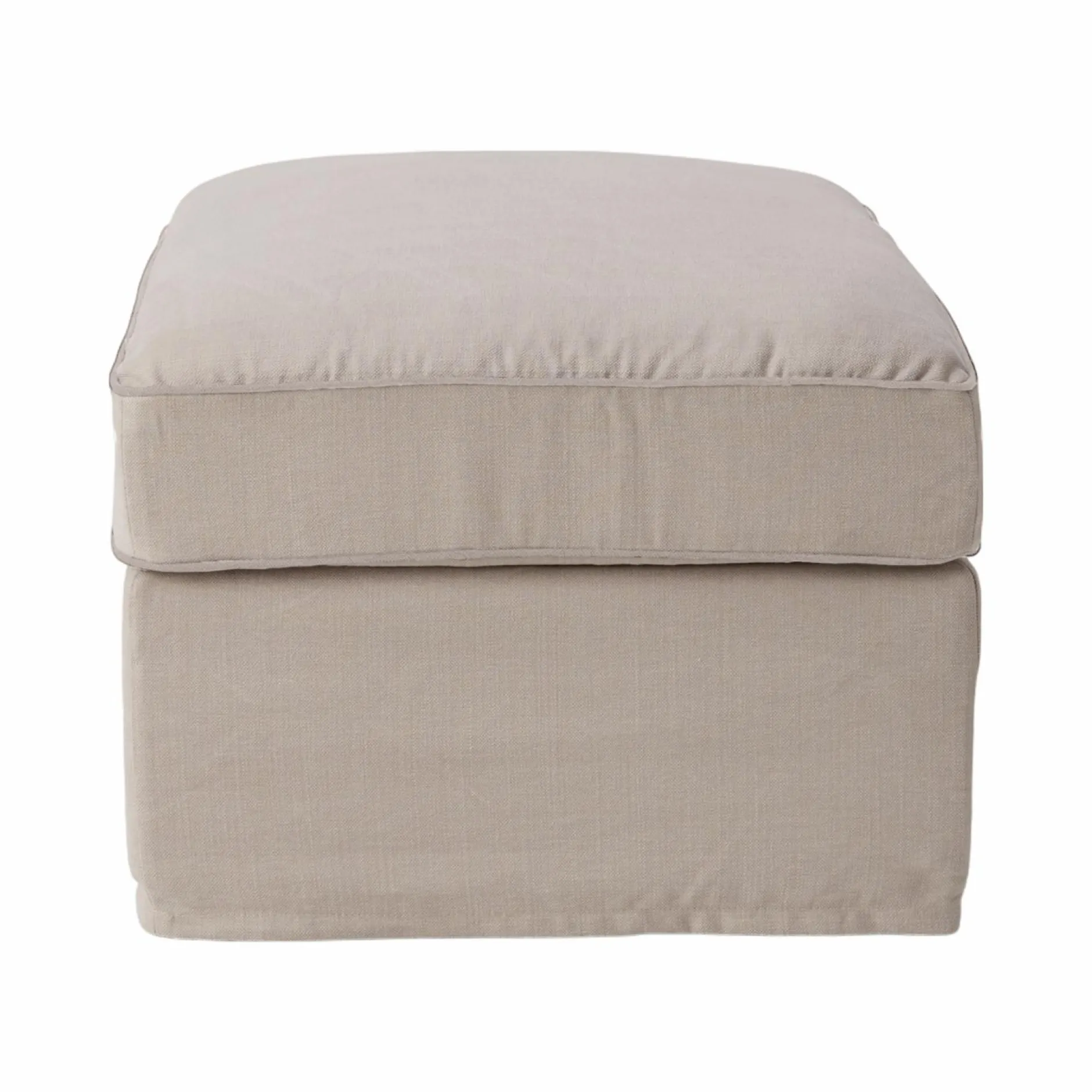 Repose-Pieds>Camif Pouf coton/lin déhoussable Margot - Beige/Beige