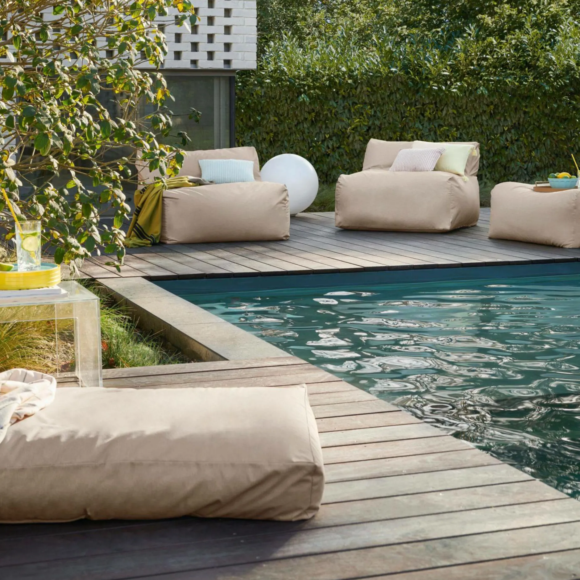 Coussins Palettes Et Poufs|Poufs, Poires Et Coussins De Sol>Camif Pouf d'Extérieur Recyclé Heva - Sable