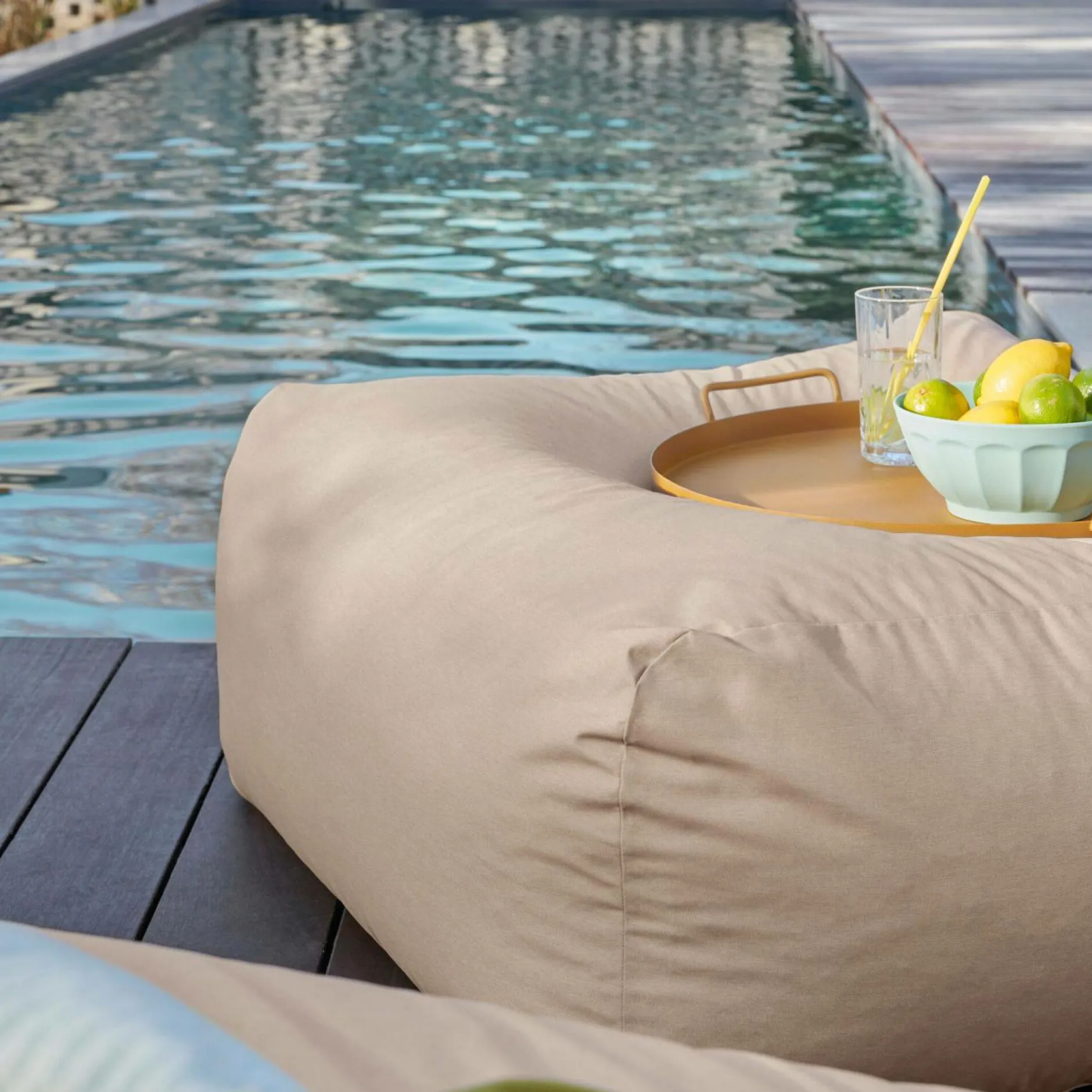 Coussins Palettes Et Poufs|Poufs, Poires Et Coussins De Sol>Camif Pouf d'Extérieur Recyclé Heva - Sable