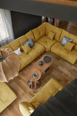 Canapés Modulables>Camif Pouf pour canapé modulable tissu Benny - Moutarde