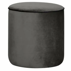 Repose-Pieds>Camif Pouf rond tissu velours Léo - Gris Clair