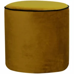 Repose-Pieds>Camif Pouf rond velours Léo - Jaune Mordoré