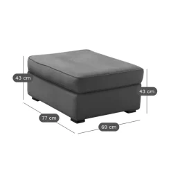 Repose-Pieds>Camif Pouf tissu coton déhoussable Marbella - Gris