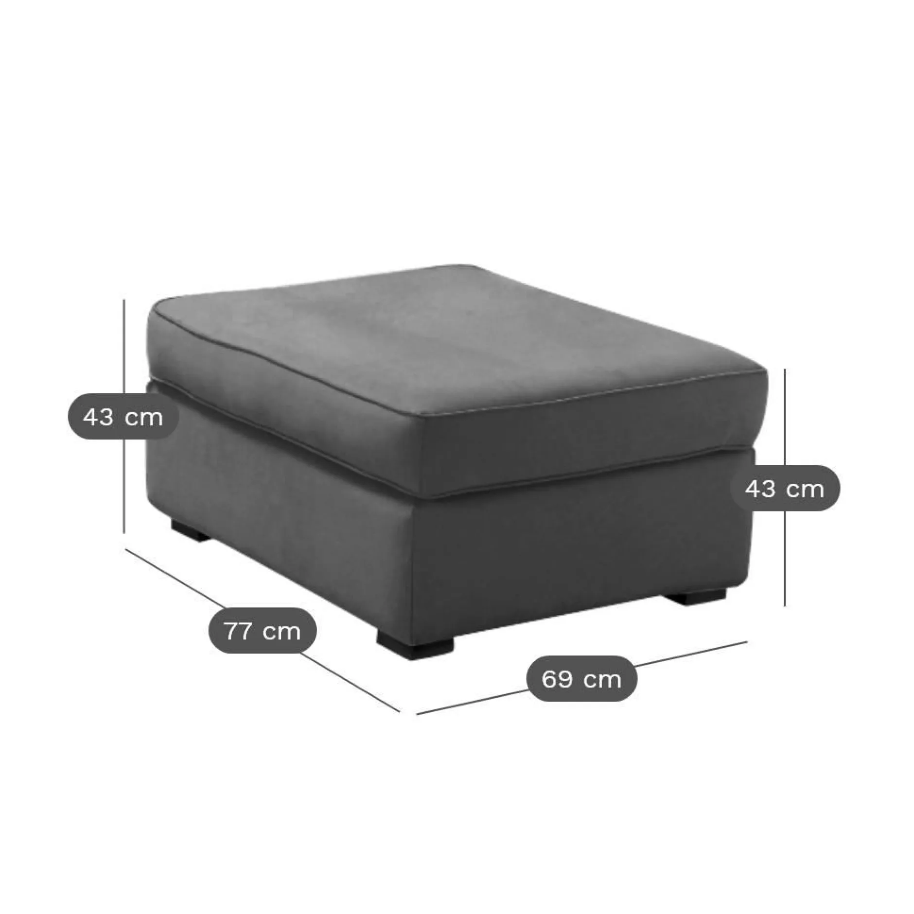 Repose-Pieds>Camif Pouf tissu coton déhoussable Marbella - Gris