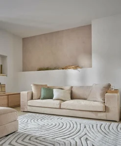 Repose-Pieds>Camif Pouf velours Maé - Beige