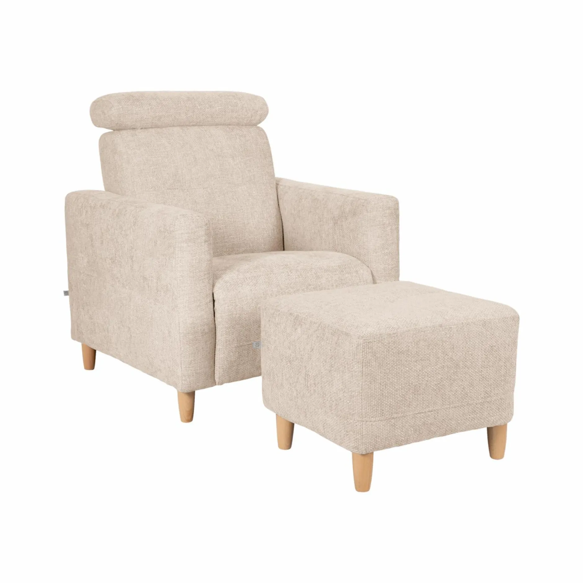 Repose-Pieds>Camif Repose pieds tissu Chambord - Ivoire