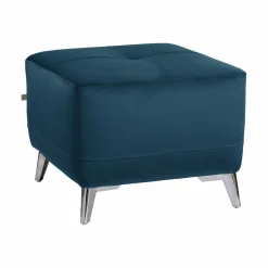 Repose-Pieds>Camif Repose pieds velours Cheverny - Bleu Canard