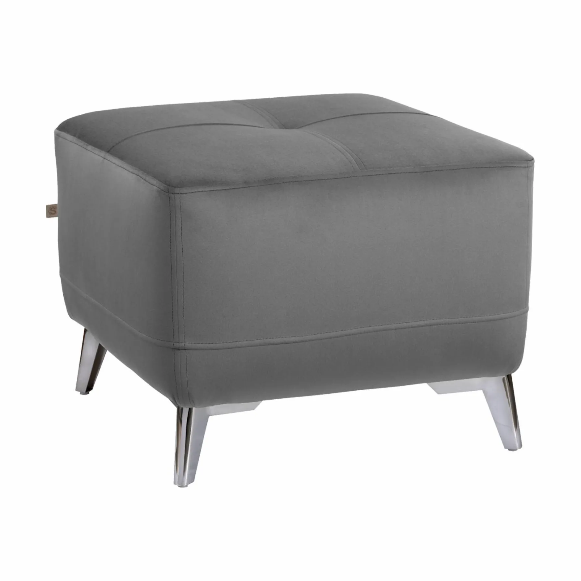 Repose-Pieds>Camif Repose pieds velours Cheverny - Gris Anthracite