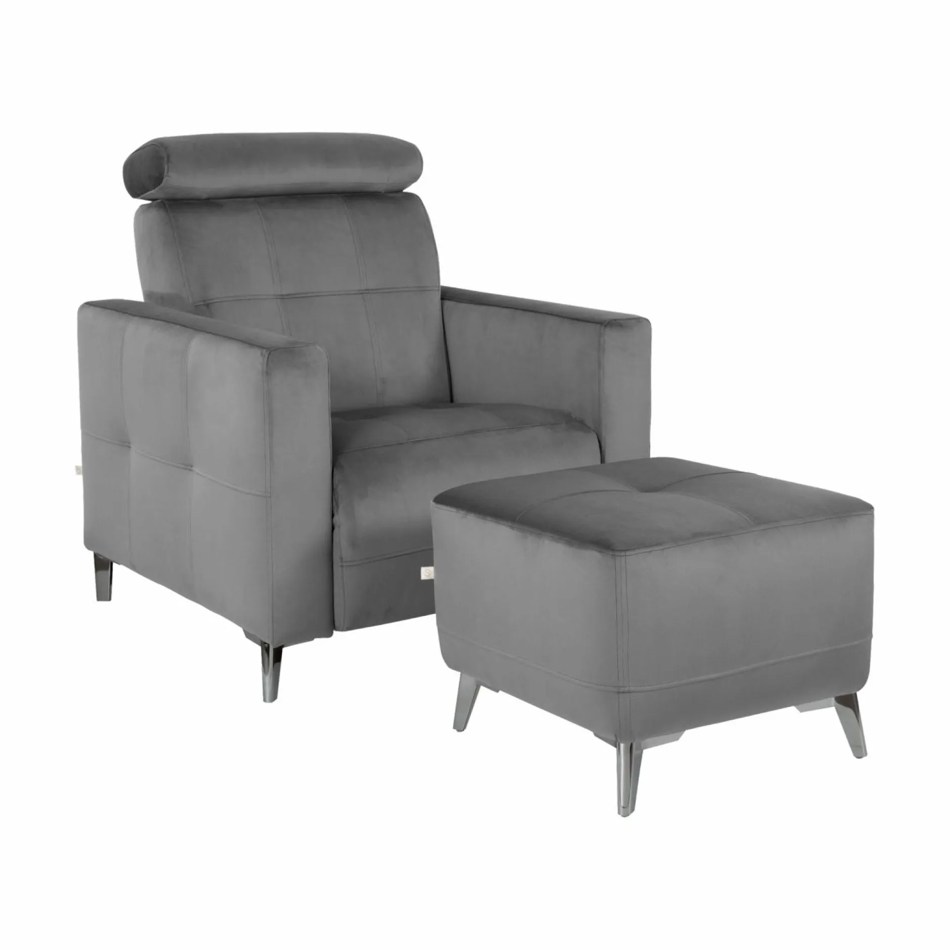 Repose-Pieds>Camif Repose pieds velours Cheverny - Gris Anthracite